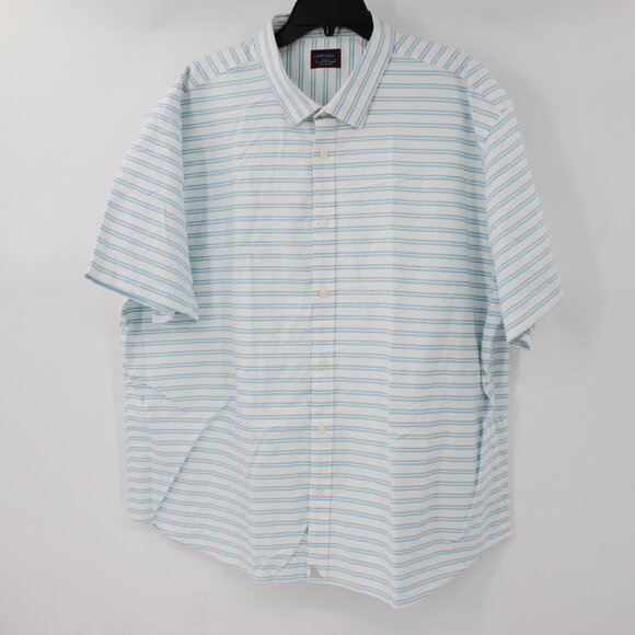untuckit shirt Mens 3XLC short sleeve button up striped cotton blend stretch - Picture 2 of 13